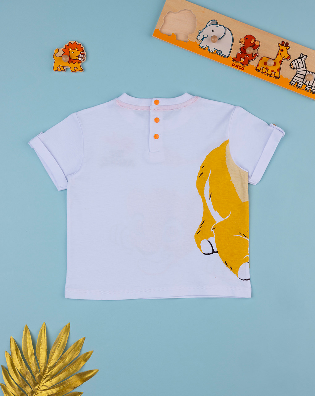 T-shirt bimbo re leone bianca