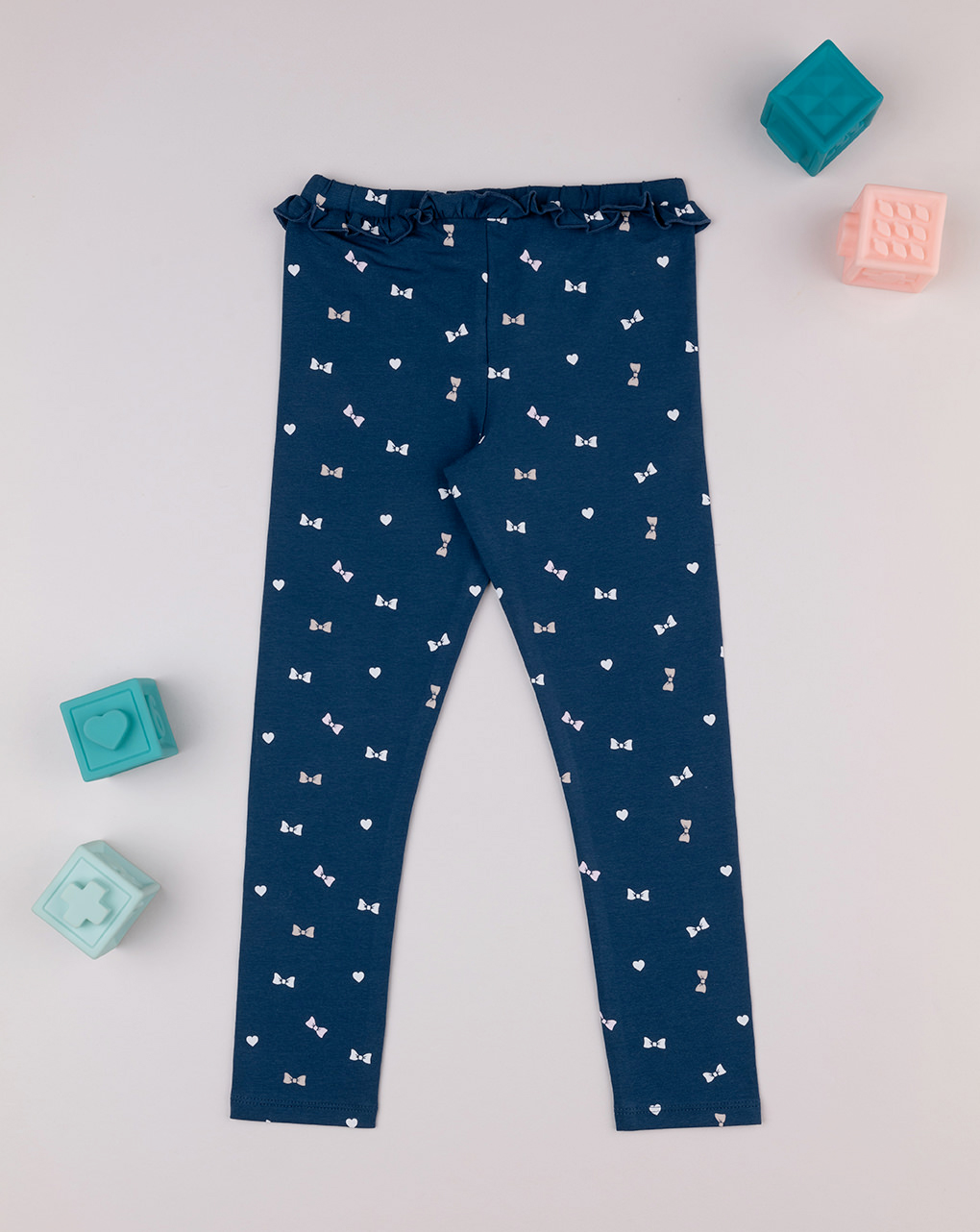 Legging bimba blu stampato fiocchi