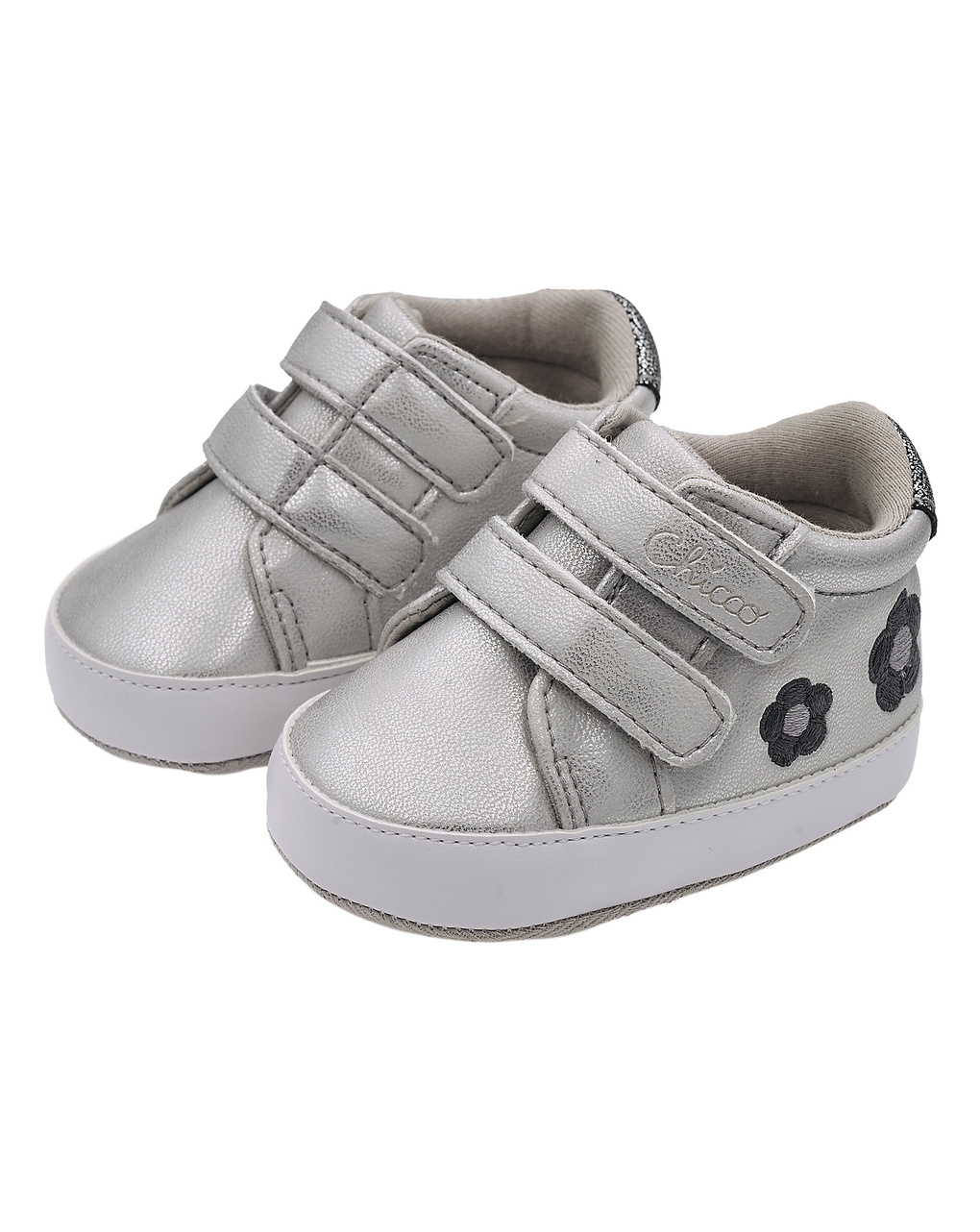 Chicco - scarpina argento nicla con doppio velcro