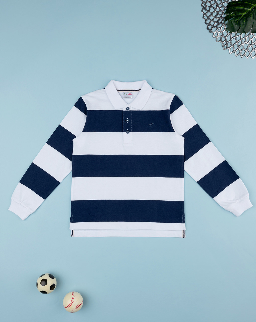 Polo bimbo rigata blu/bianca