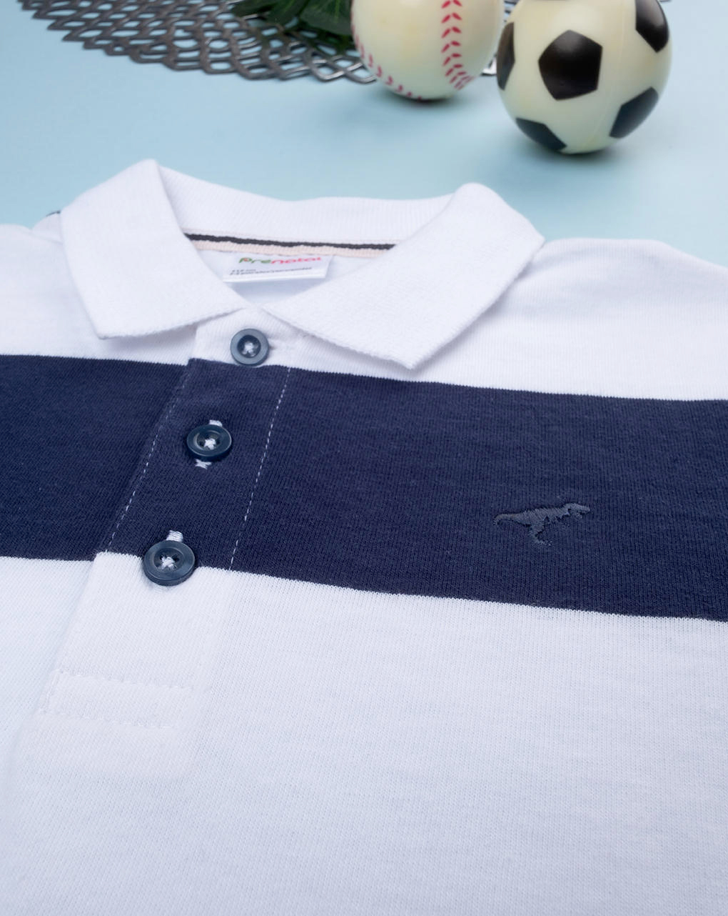 Polo bimbo rigata blu/bianca