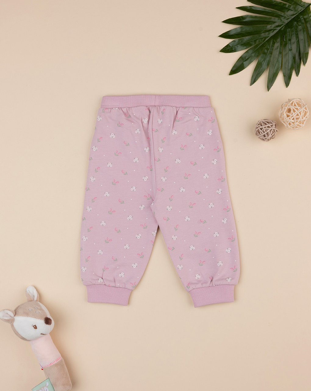 Pantalone bimba rosa fiori allover