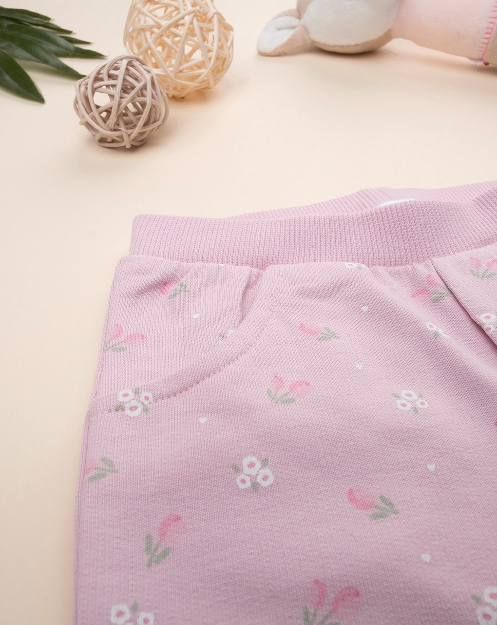 Pantalone bimba rosa fiori allover