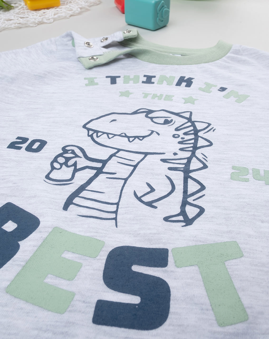 Pigiamone bimbo grigio/verde dino