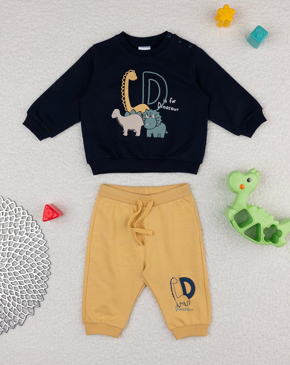 Completo jogging bimbo blu/giallo dinosauri