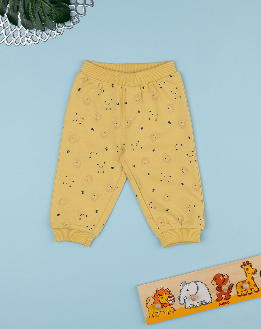 Pantalone bimbo giallo leoni allover