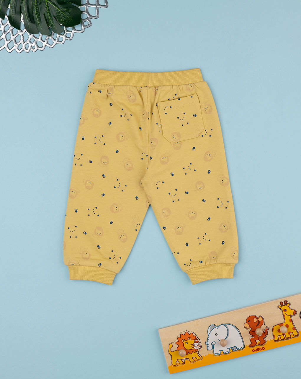 Pantalone bimbo giallo leoni allover
