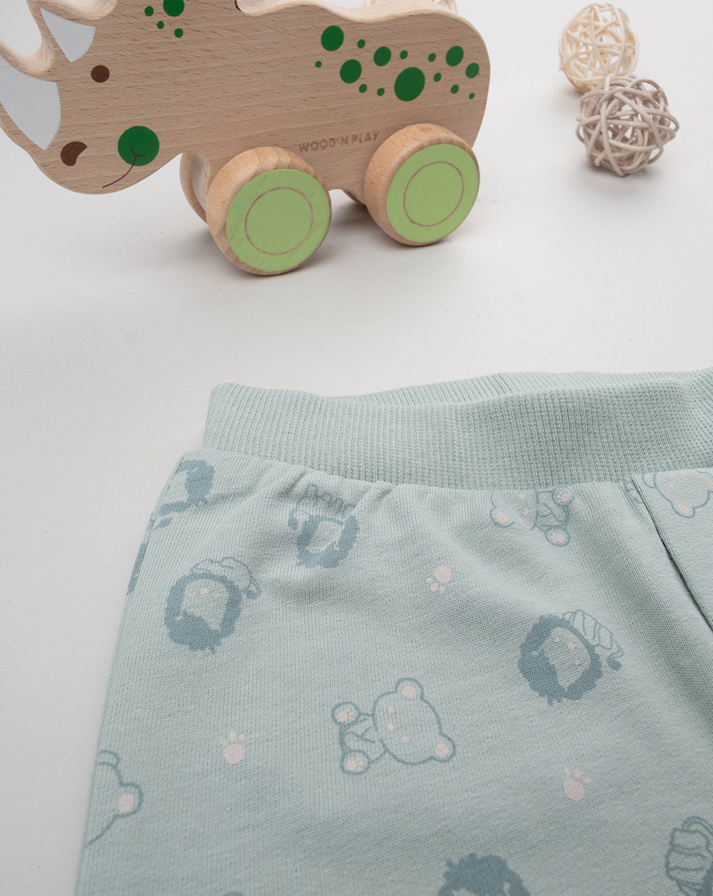 Pantalone bimbo verde animali allover