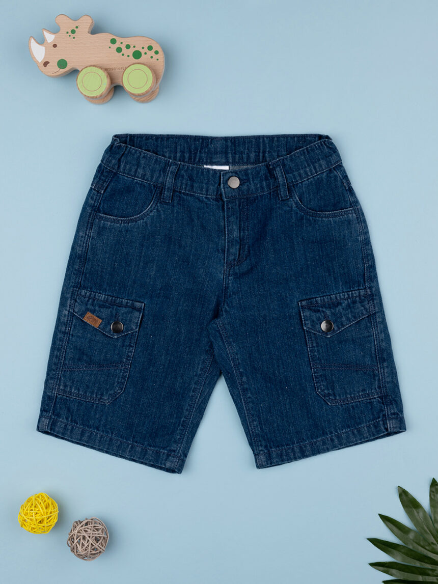 Bermuda bimbo blu denim con tasche
