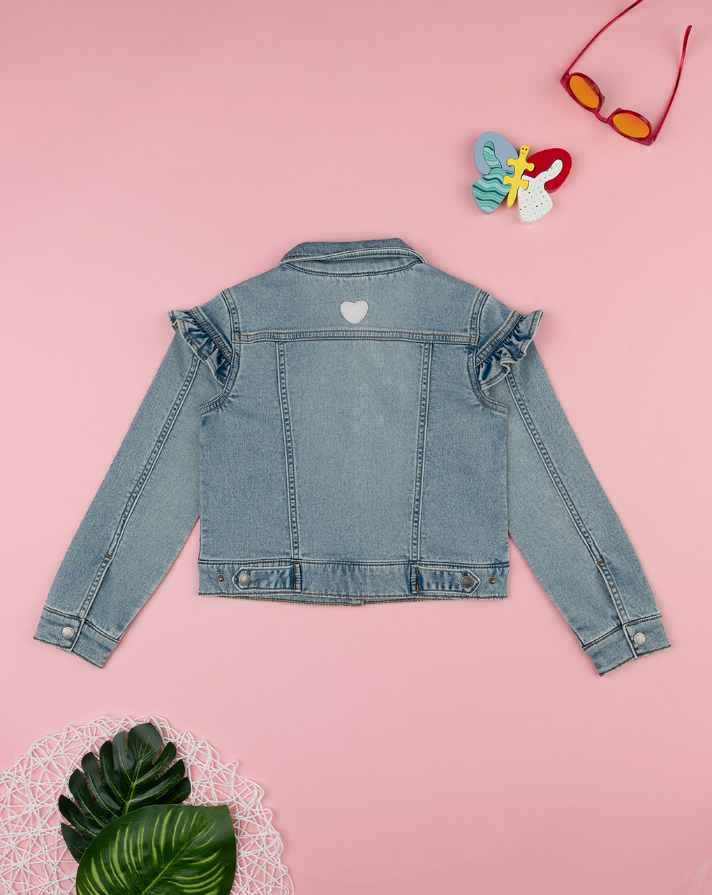 Giacca denim bambina con rouches