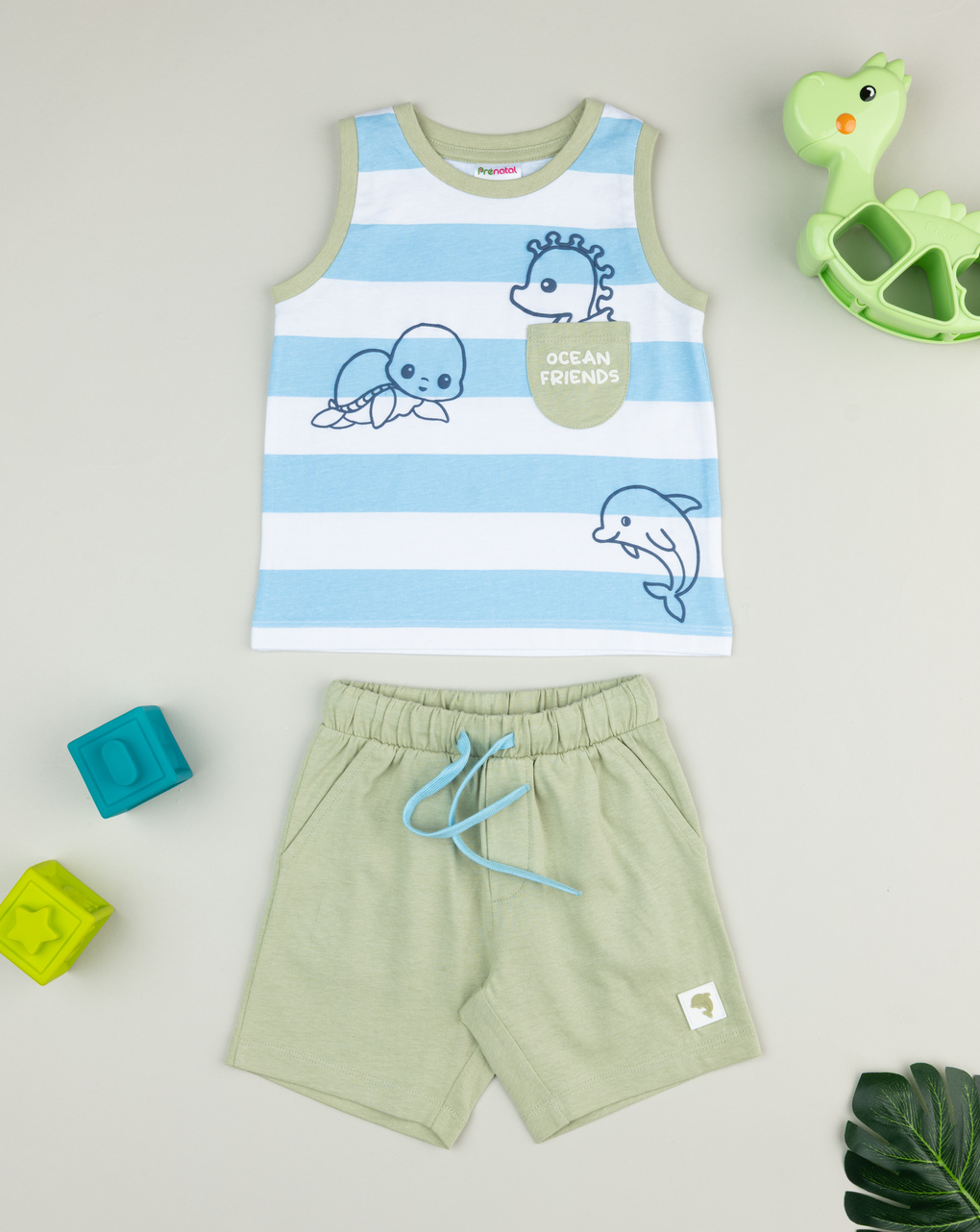 Completo bimbo azzurro/verde oceano