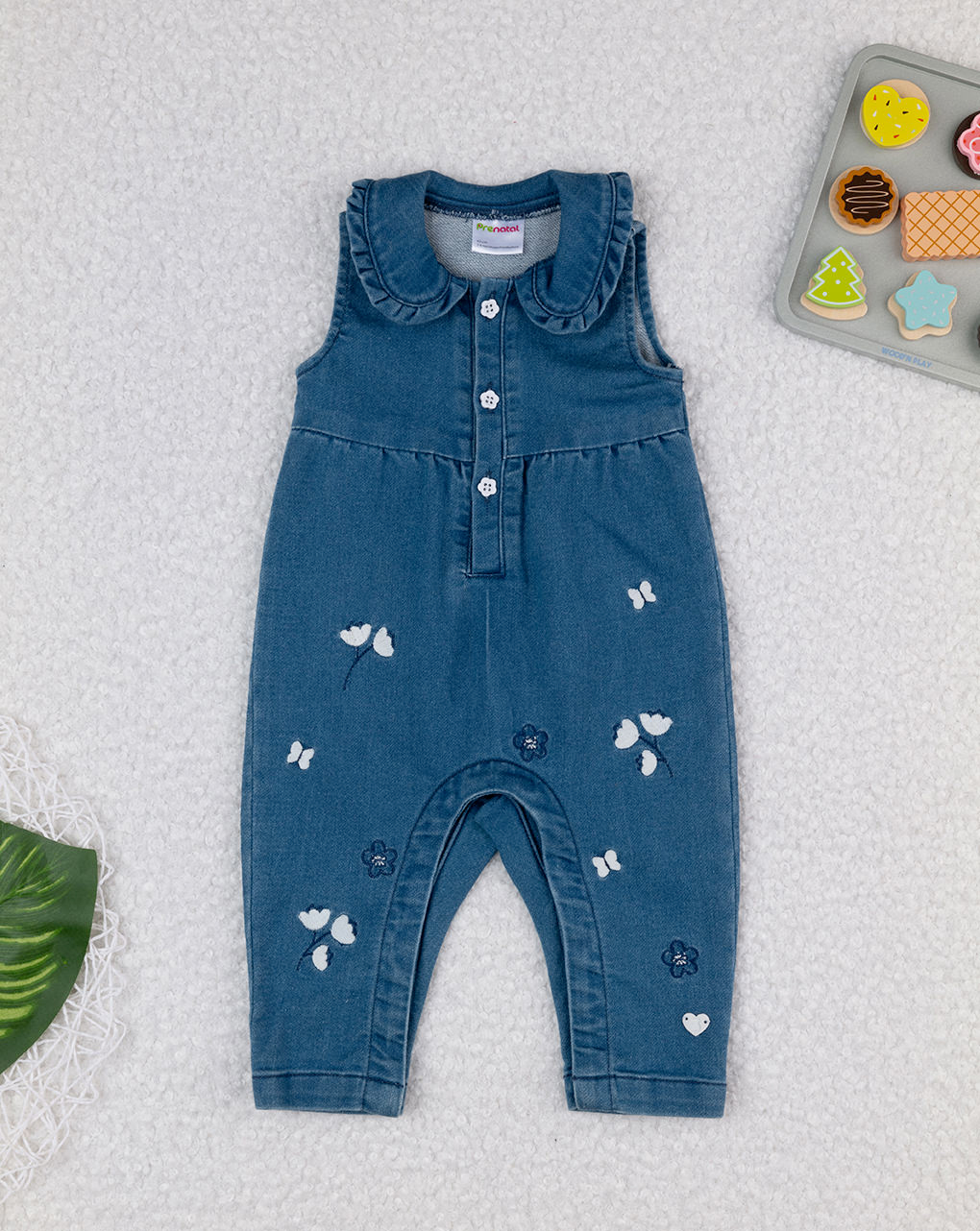 Salopette denim bimba con ricami