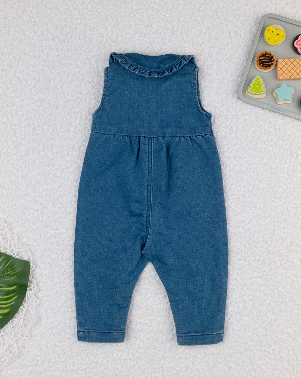 Salopette denim bimba con ricami