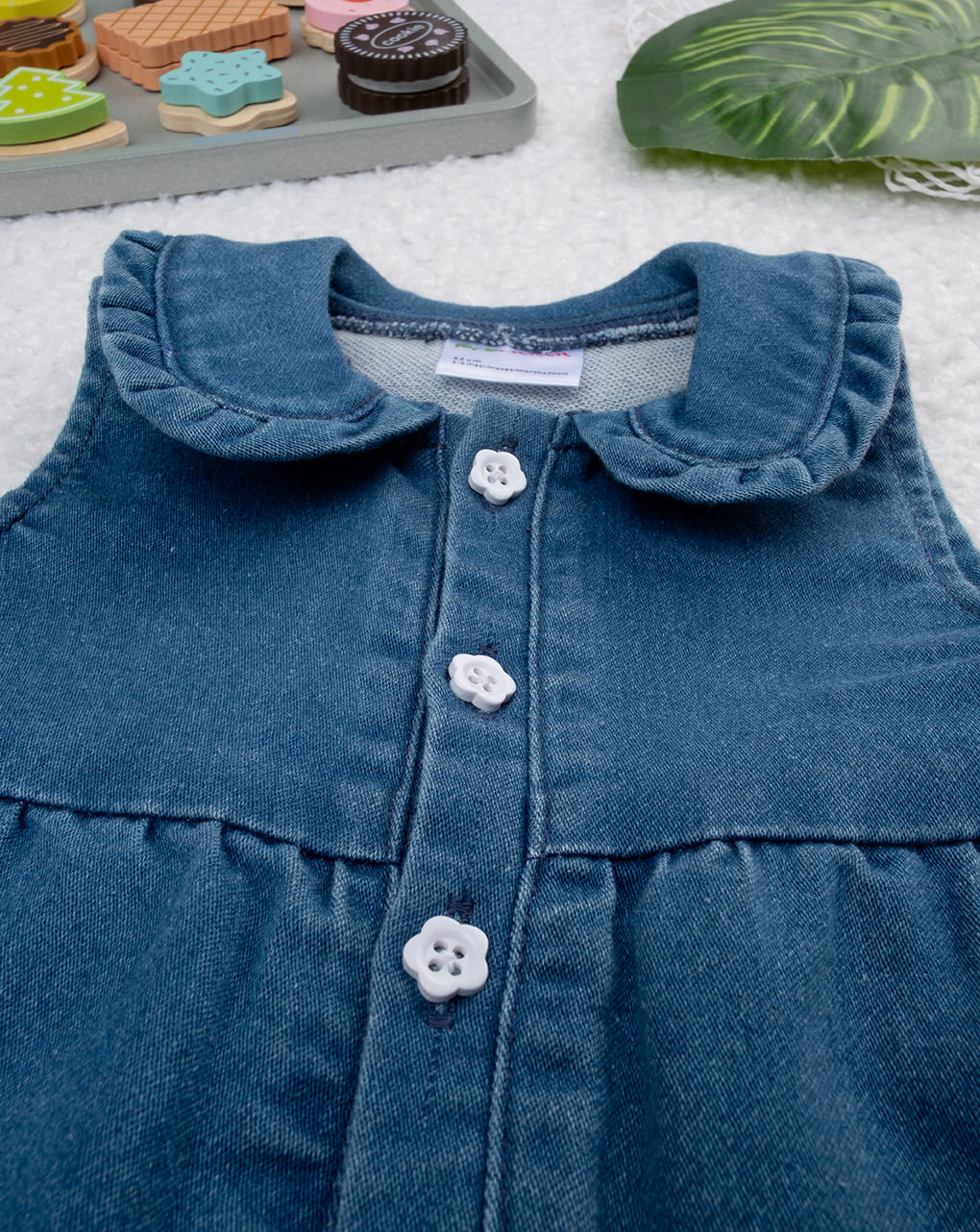 Salopette denim bimba con ricami