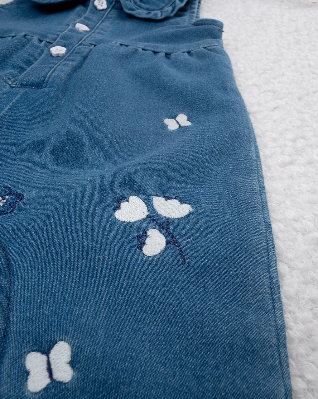 Salopette denim bimba con ricami