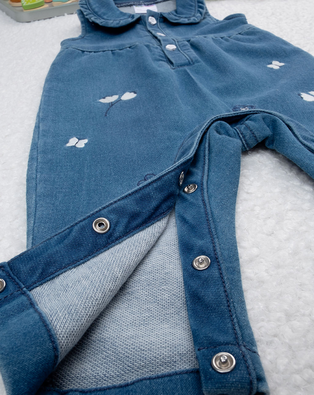 Salopette denim bimba con ricami