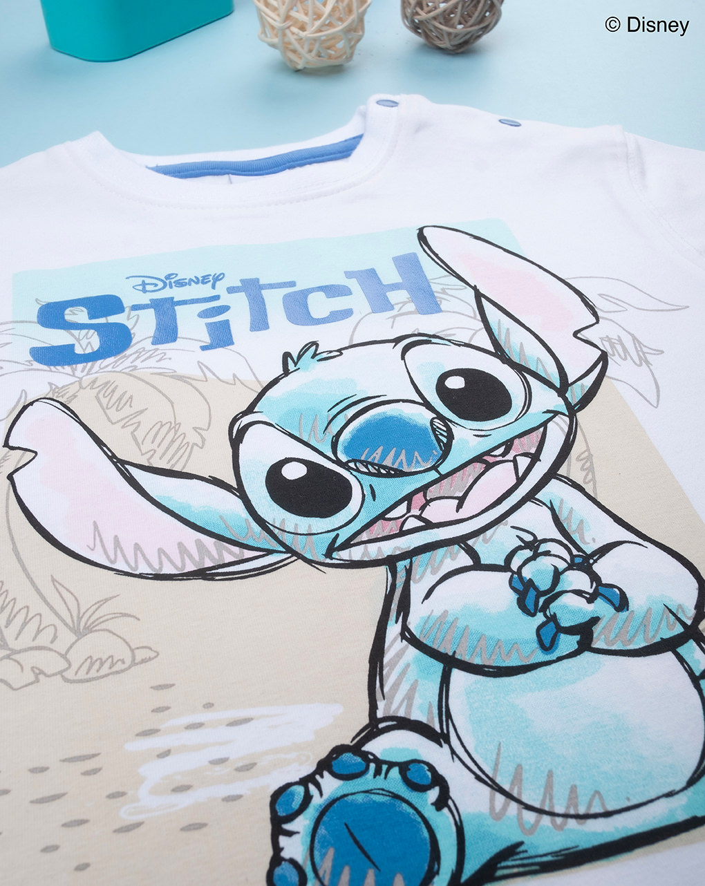 Completo bimbo stitch bianco/blu
