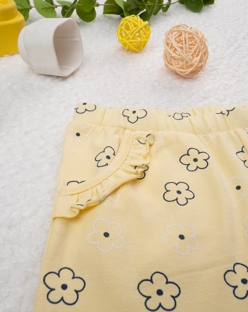 Legging bimba giallo fiori allover