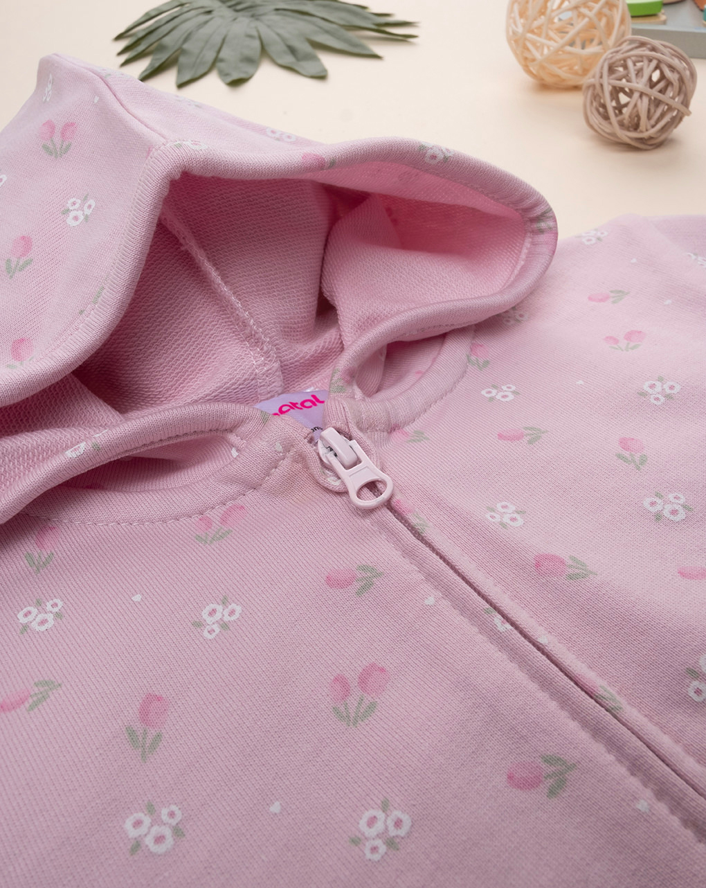 Felpa bimba rosa fiori allover