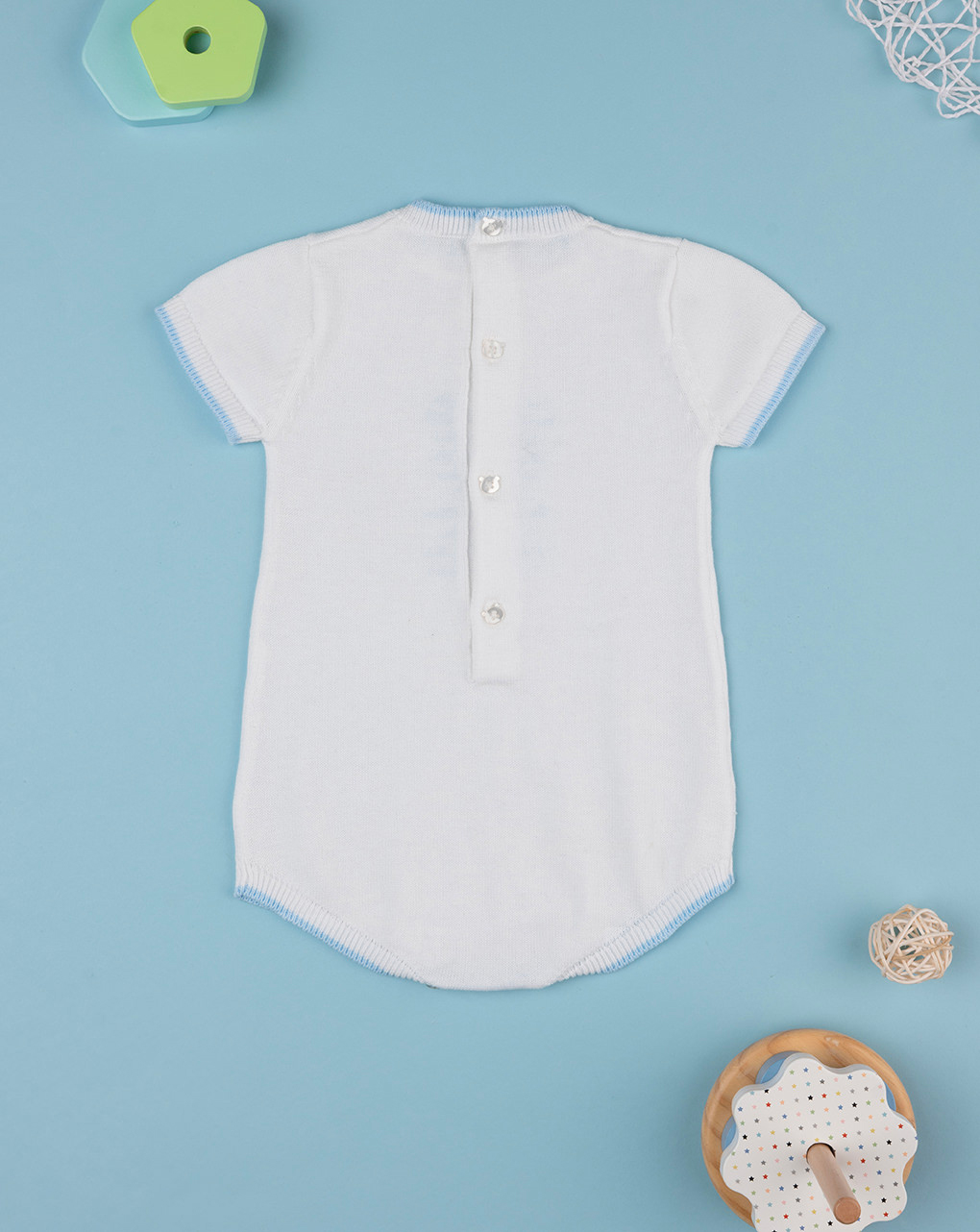 Pagliaccetto tricot bianco con orsetto