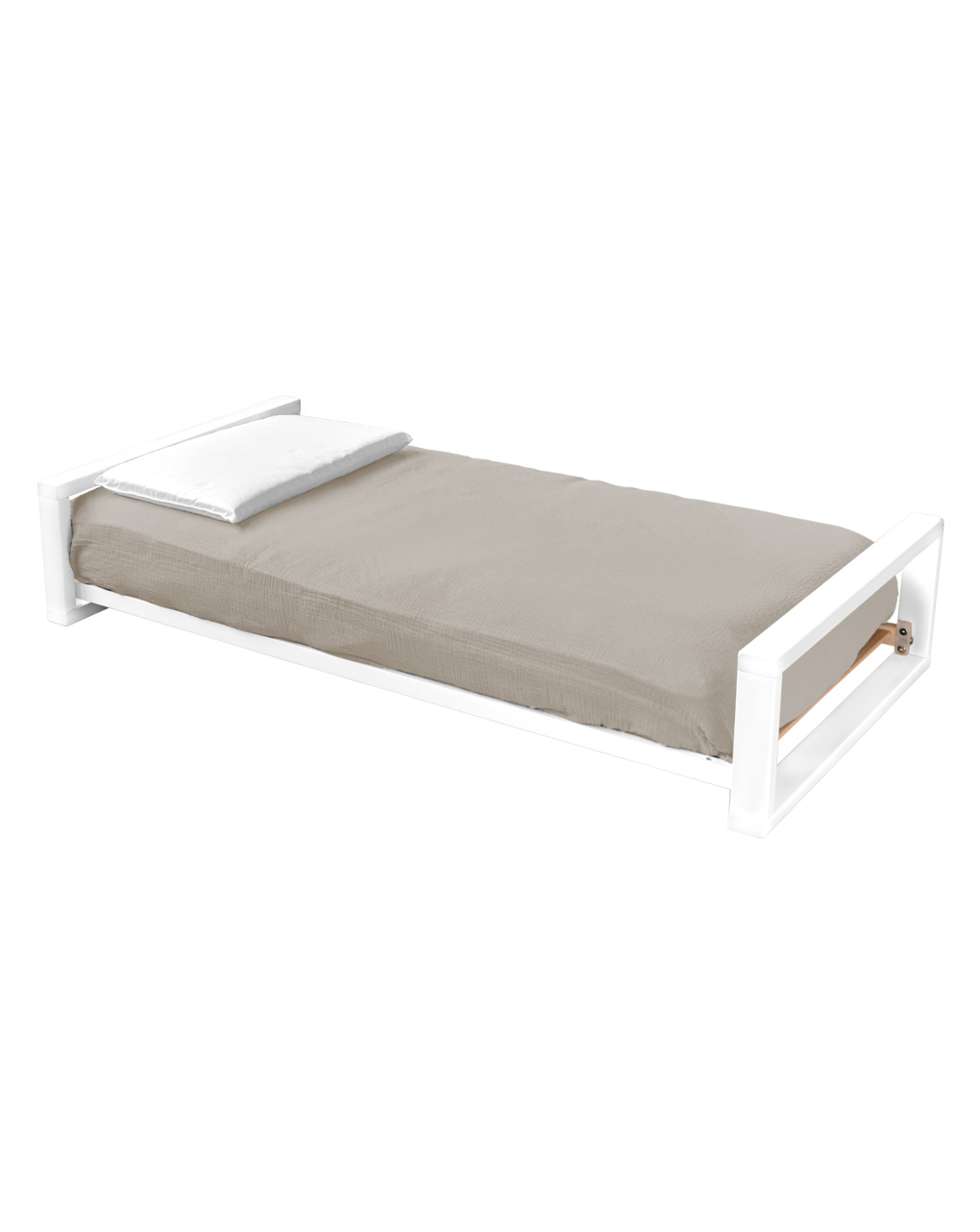 Letto infinito bianco c/tessile muslin sabbia - italbaby