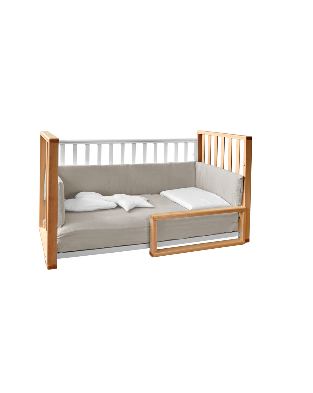 Letto infinito naturale-bianco c/tessile muslin sabbia- italbaby