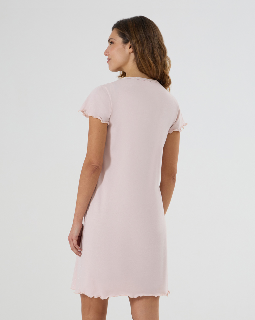 Camicia da notte premaman rosa con pois bianchi