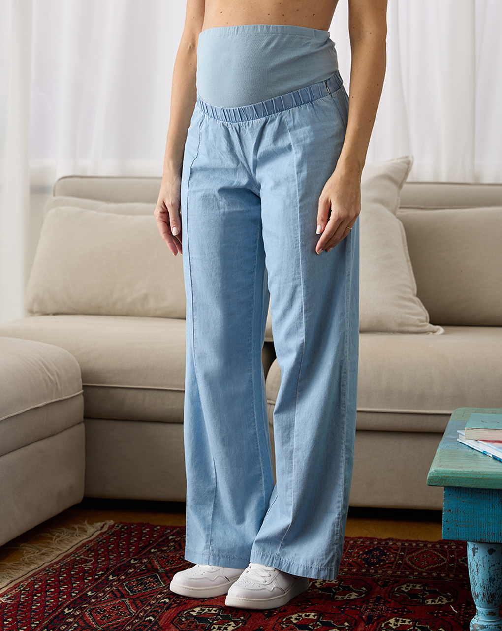 Pantalone premaman ampio in chambray