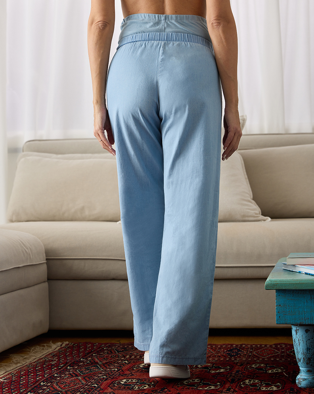 Pantalone premaman ampio in chambray
