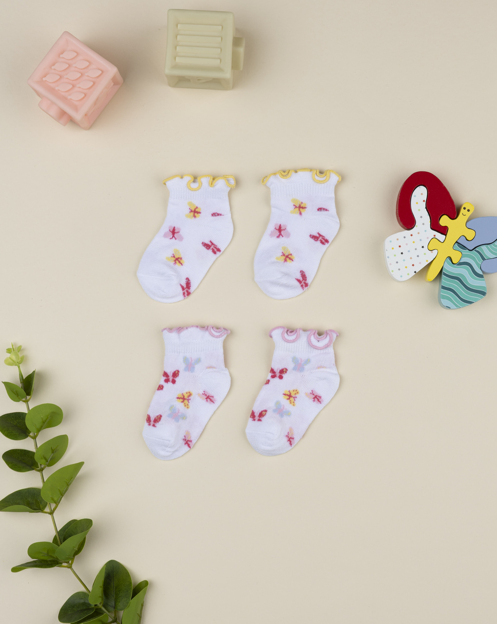Pack 2 calze neonata farfalle