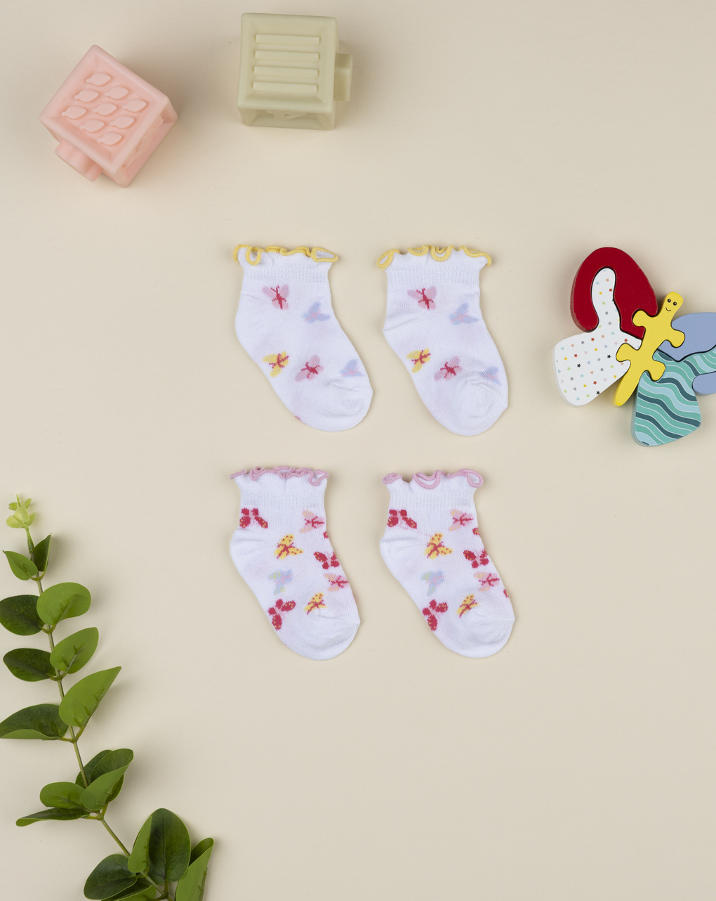 Pack 2 calze neonata farfalle