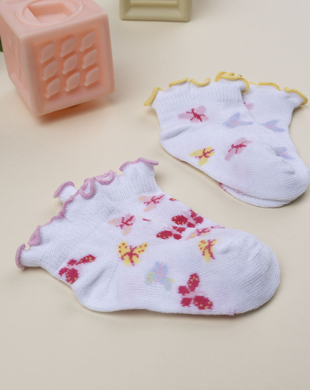 Pack 2 calze neonata farfalle