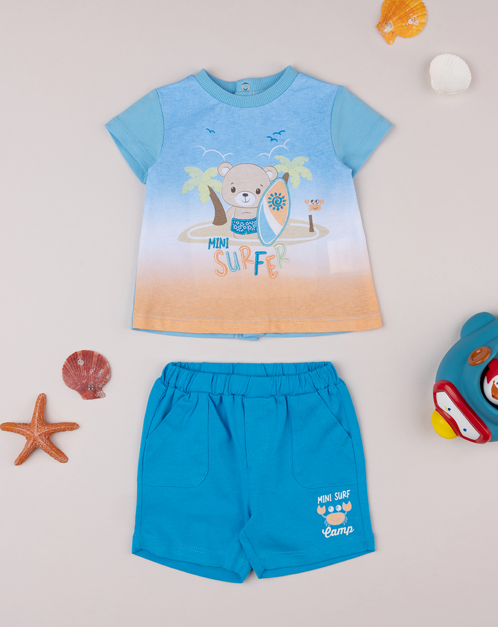 Completo corto neonato maglia + shorts "surf"