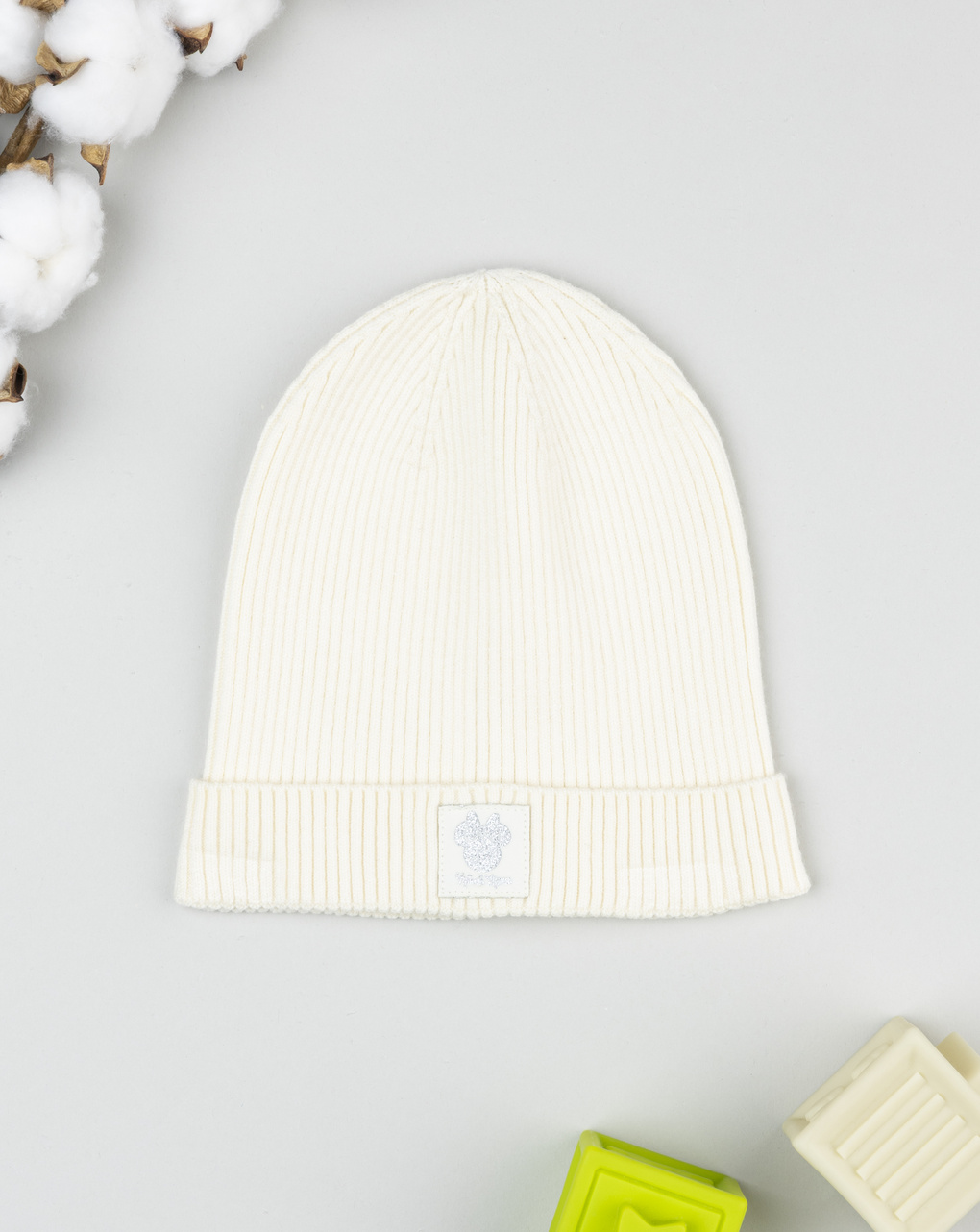 Berretto bimba bianco costina minnie
