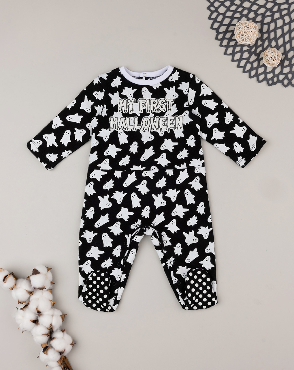 Pigiama halloween neonato con scritta luminosa