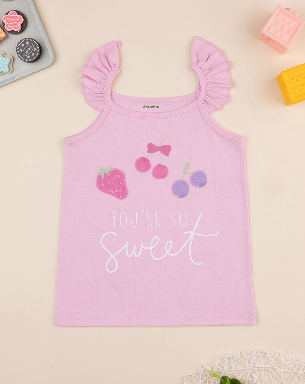 Canotta estiva bimba rosa con frill
