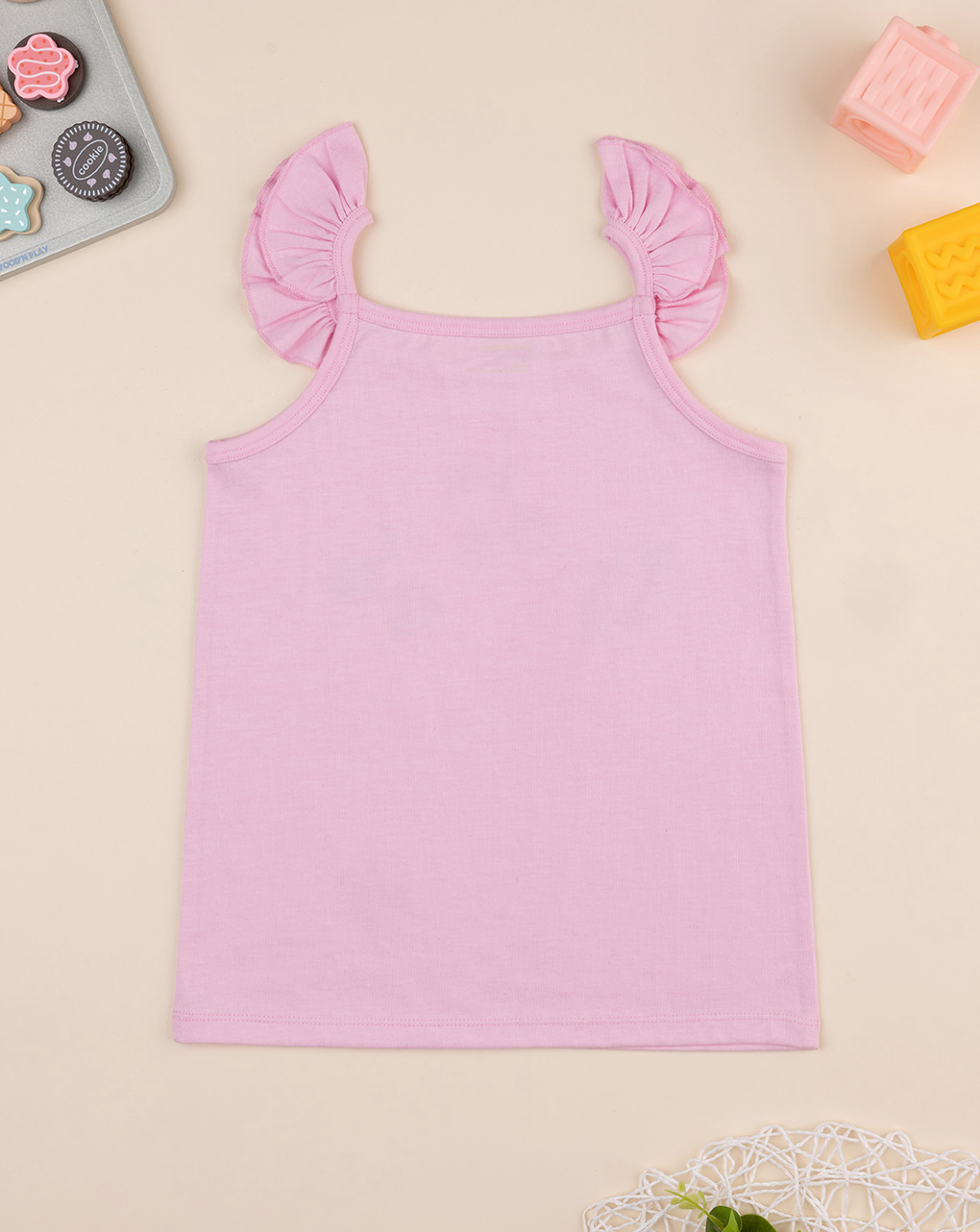 Canotta estiva bimba rosa con frill