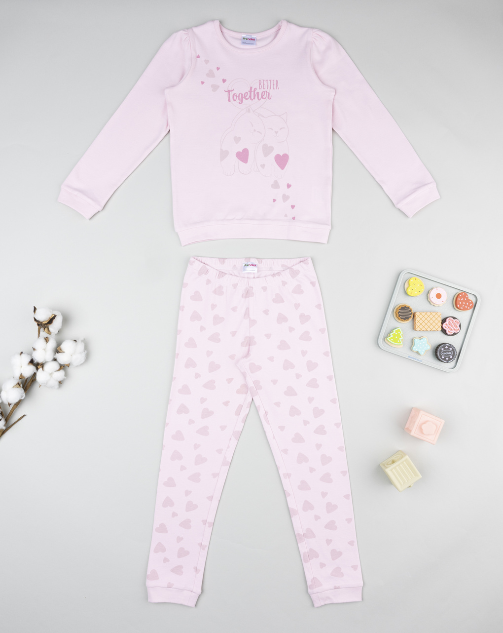 Pigiama bimba rosa gatti