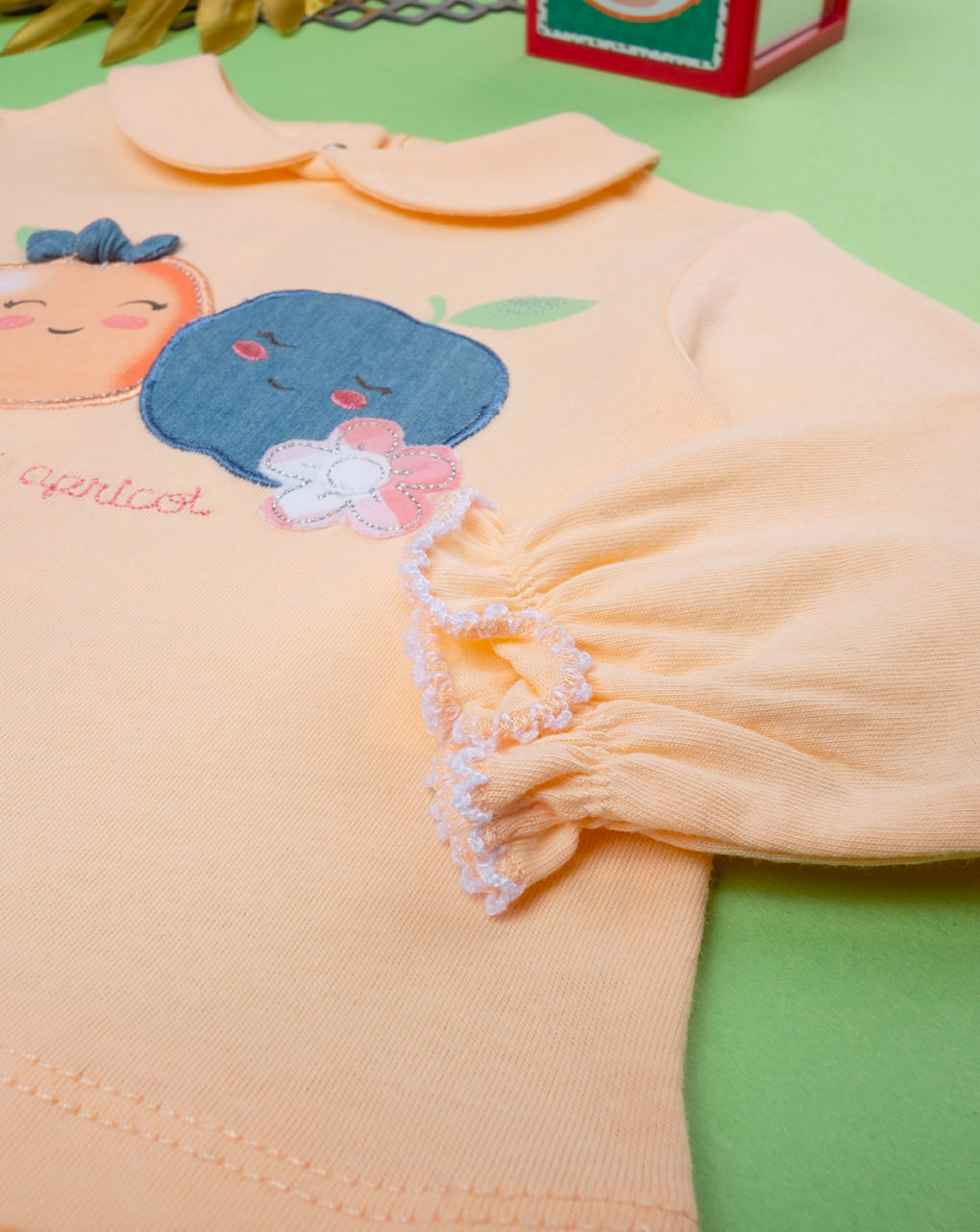 Completo chambray bimba arancione/blu