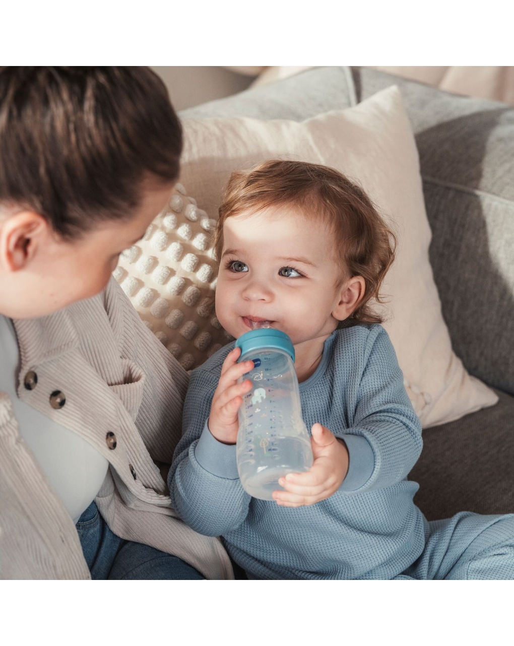 Biberon easy active baby bottle 330 ml 4+ mesi, tettarella misura 3 piatta e simmetrica, azzurro - mam