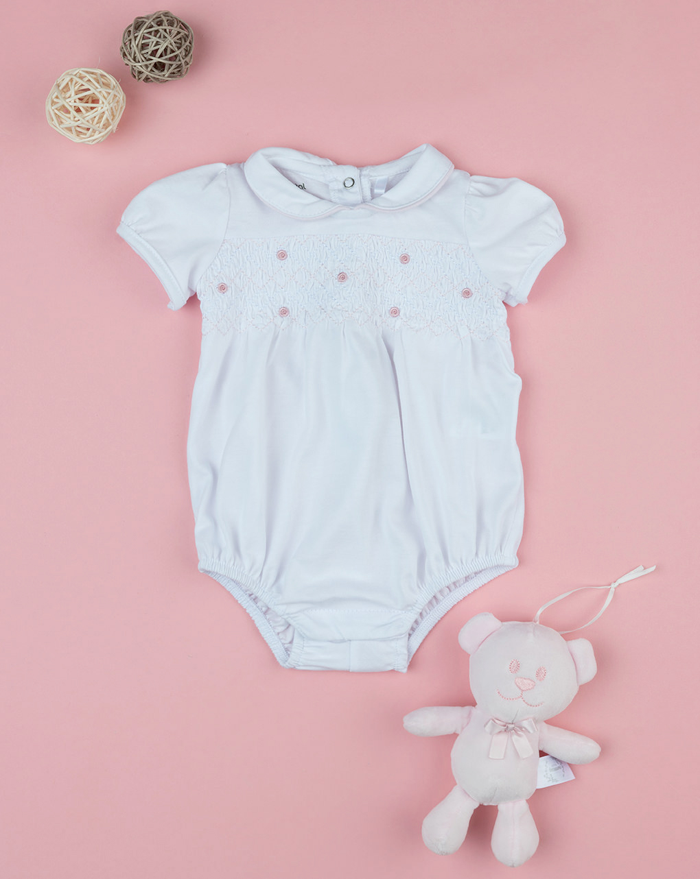 Pagliaccetto neonata ricami con peluches