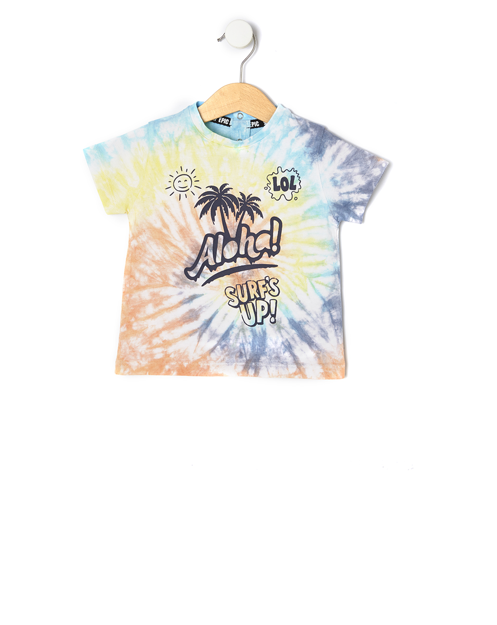 T-shirt mezza manica tie and dye con stampa