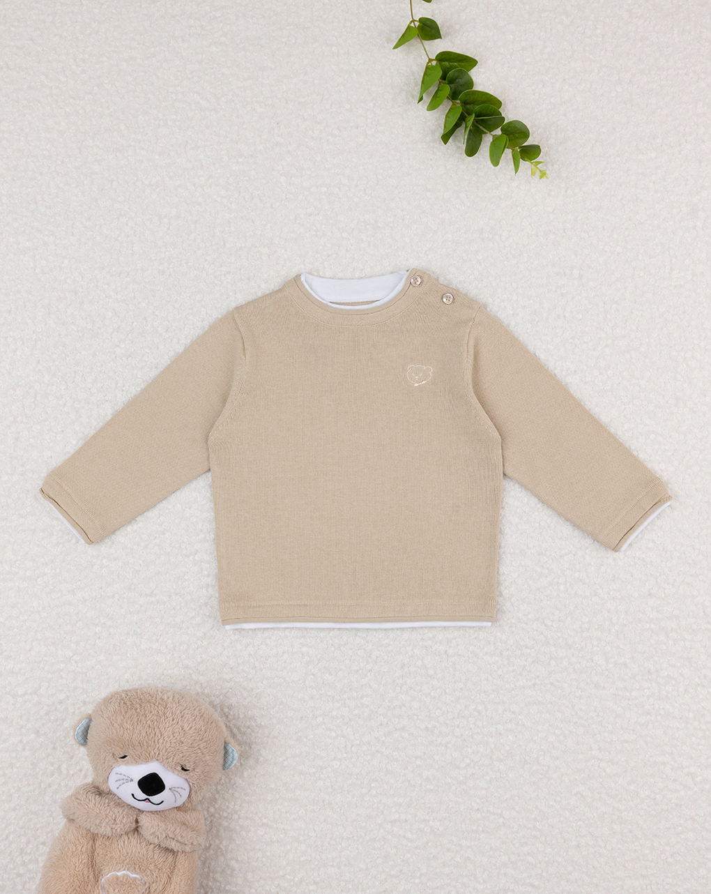 Maglia bimbo beige orsetto