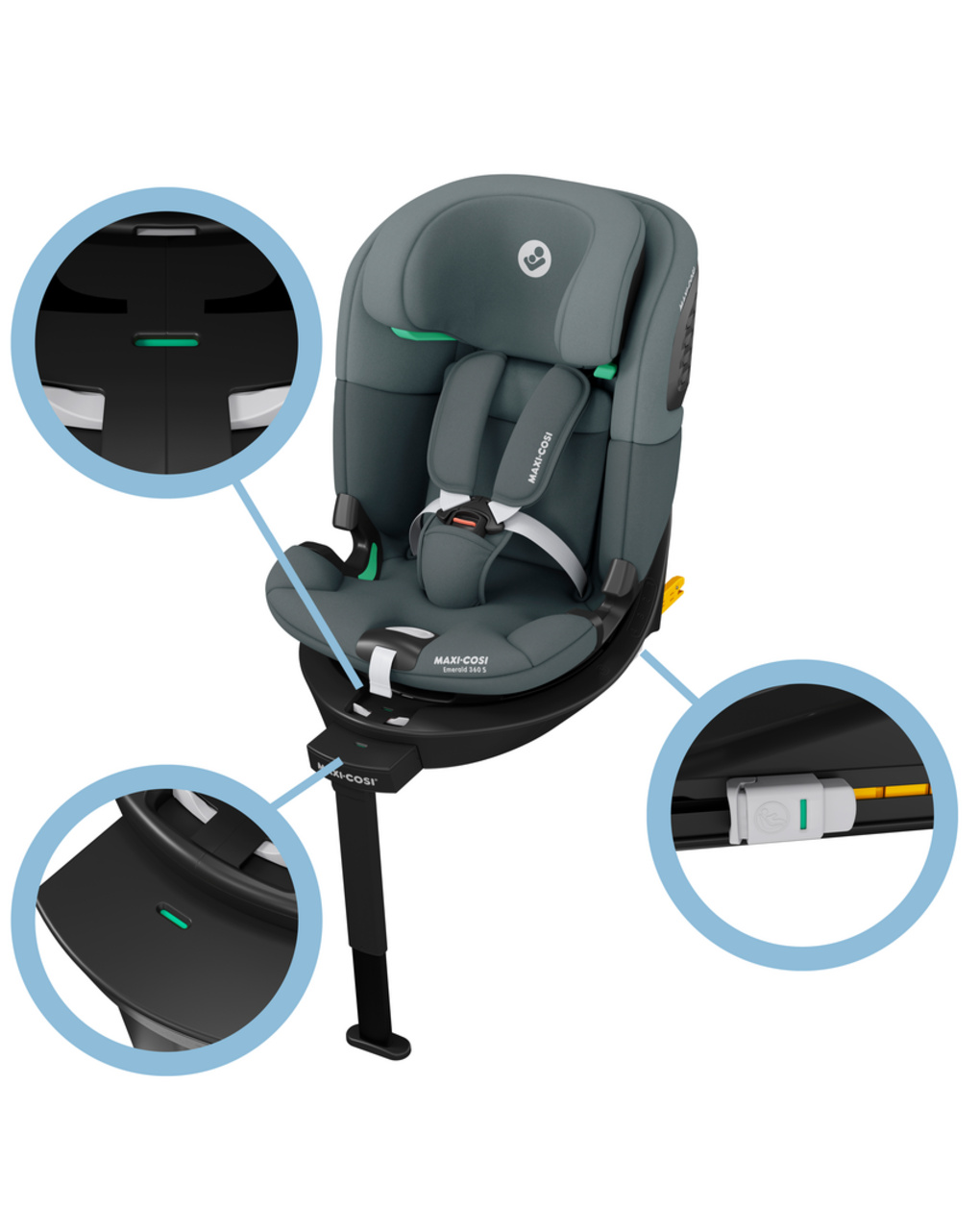 Seggiolino auto emerald 360 s i-size (40-150 cm) tonal graphite - maxi cosi