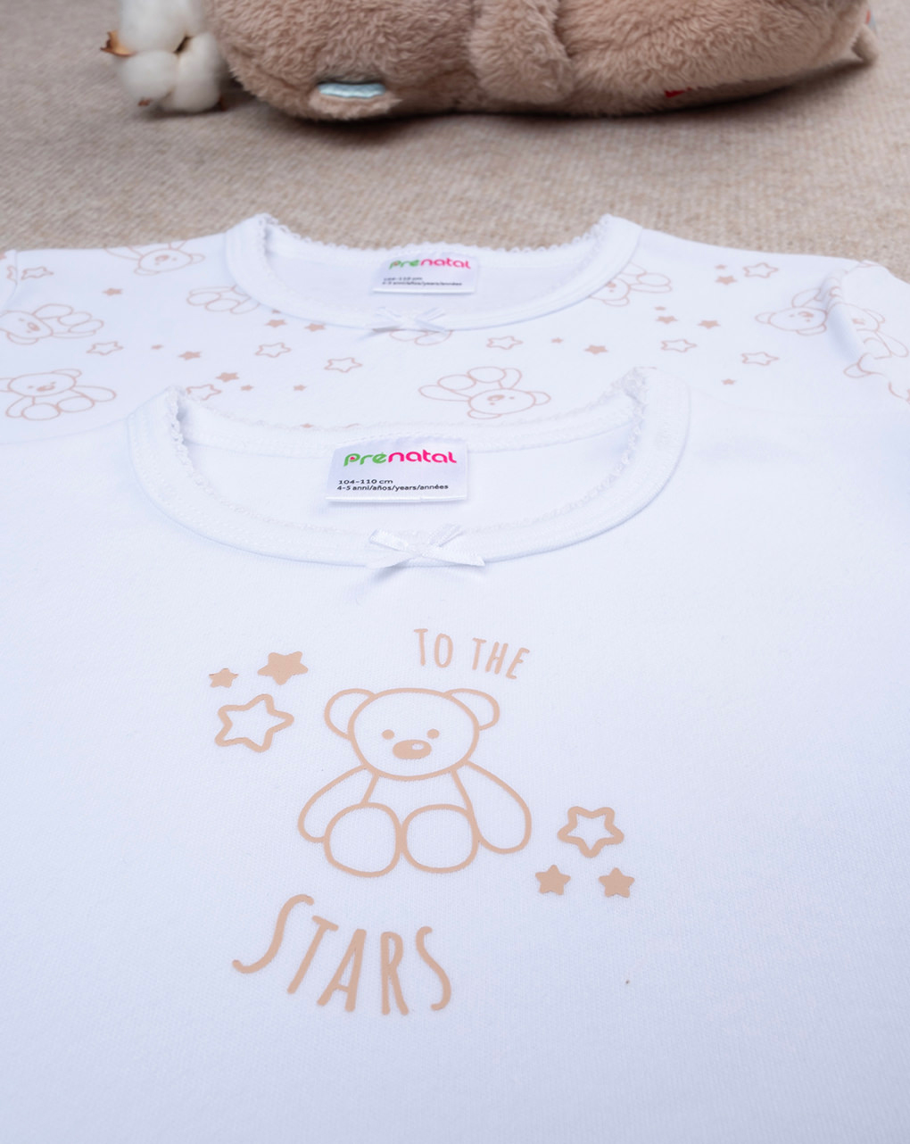 Pack 2 t-shirt bimba bianco orsetti