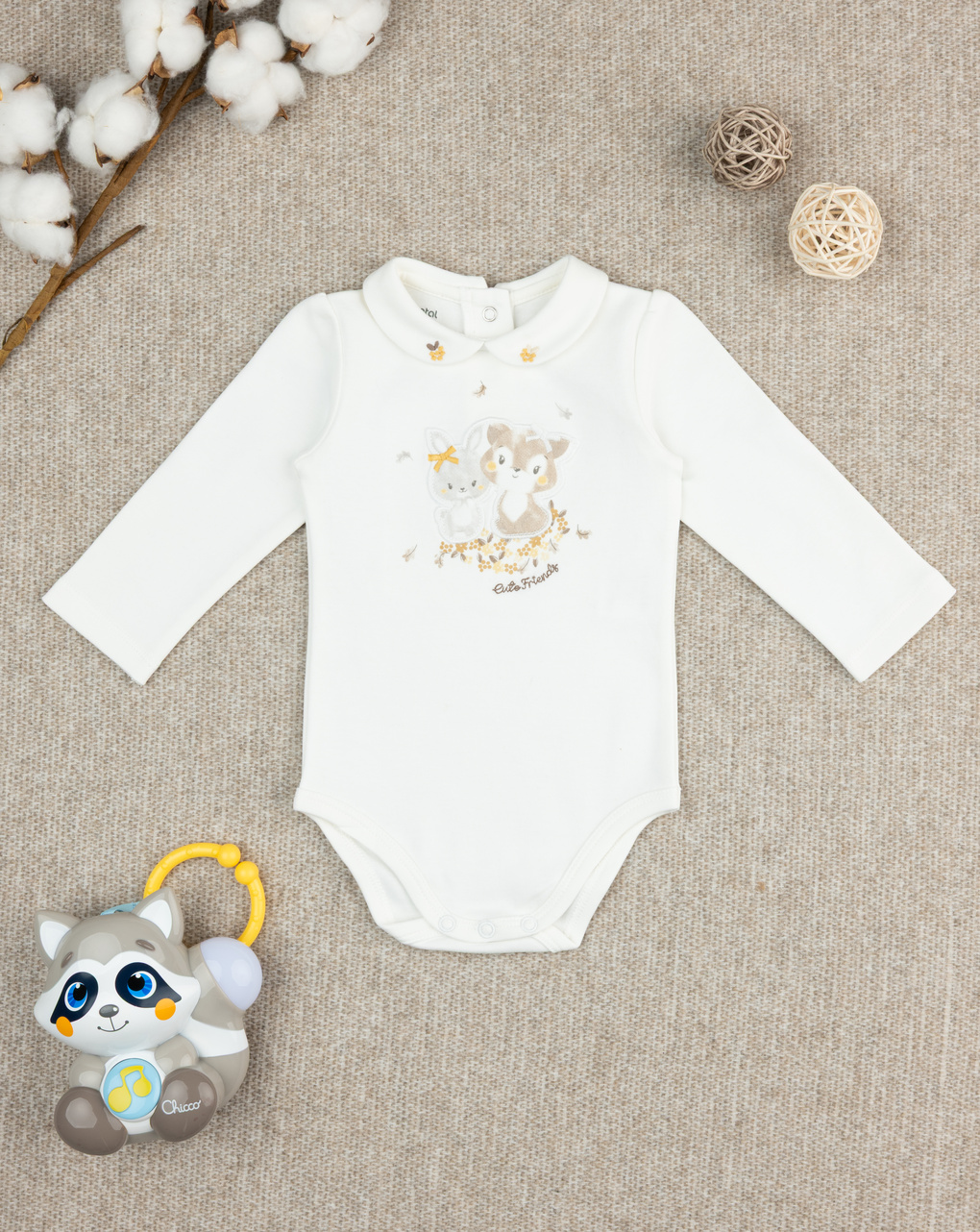 Body maniche lunghe bimba bianco stampato