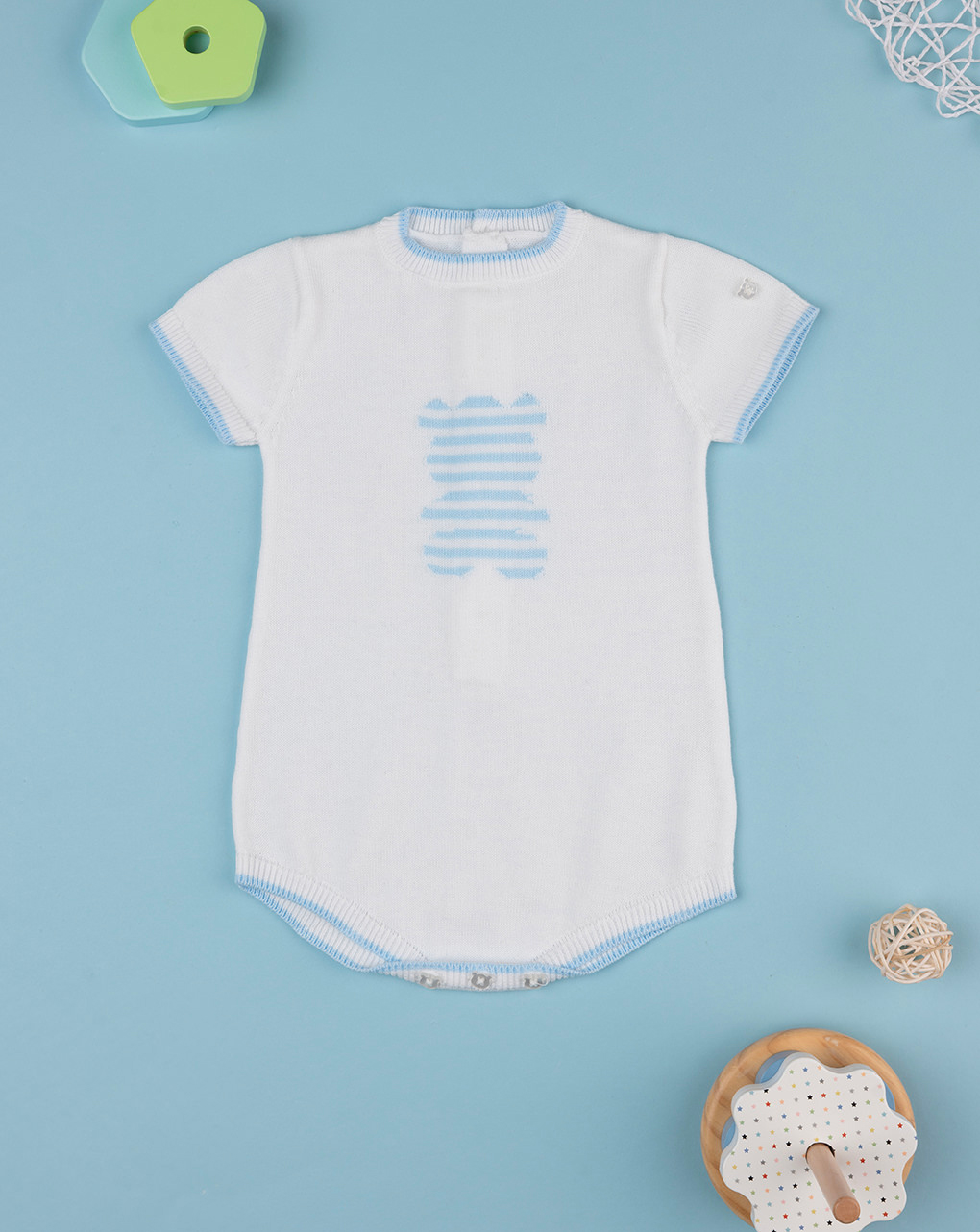 Pagliaccetto tricot bianco con orsetto
