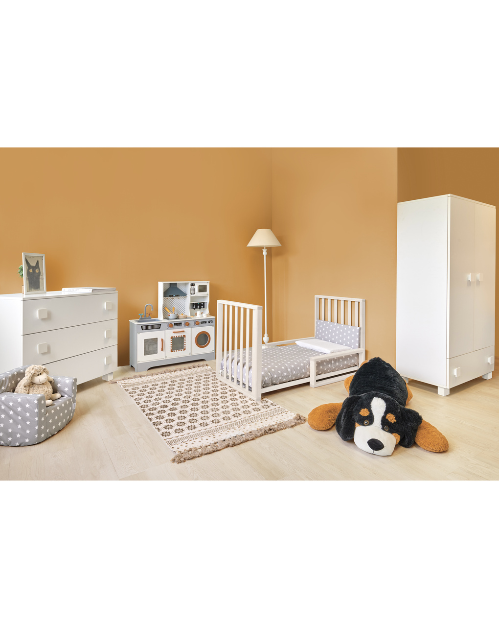 Letto infinito bianco c/tessile muslin verde - italbaby