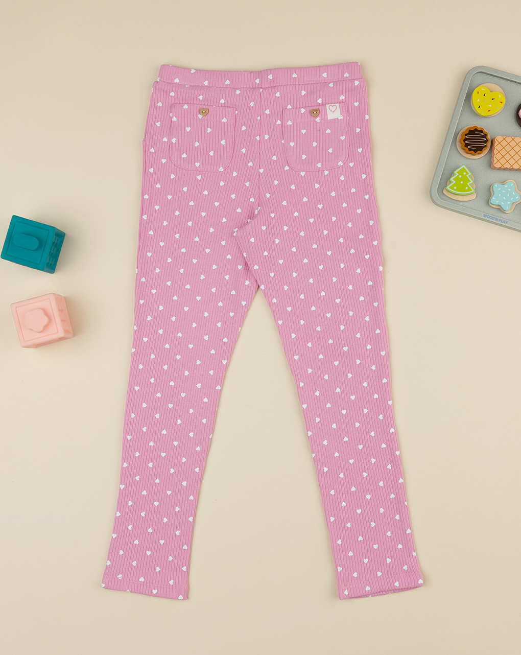 Leggings rosa bimba allover cuori
