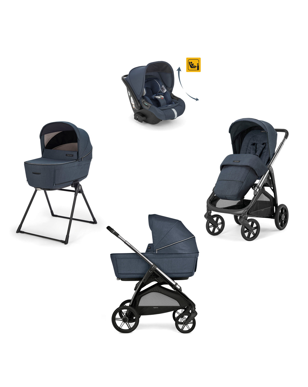Sistema modulare aptica system quattro colore resort blue con telaio litio e seggiolino auto darwin infant recline - inglesina